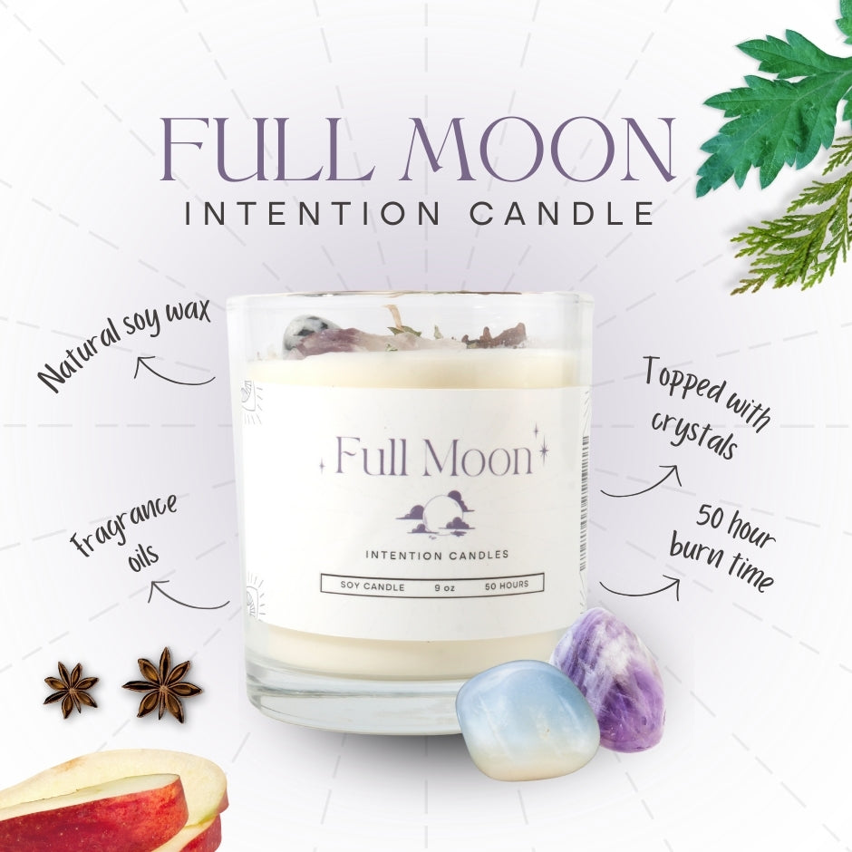Full Moon Crystal Intention Candle