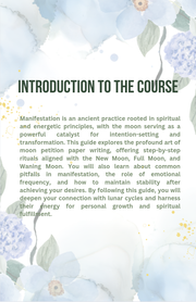 Prisma-Moon Manifestation ebook and journal cover with floral design and course introduction text.