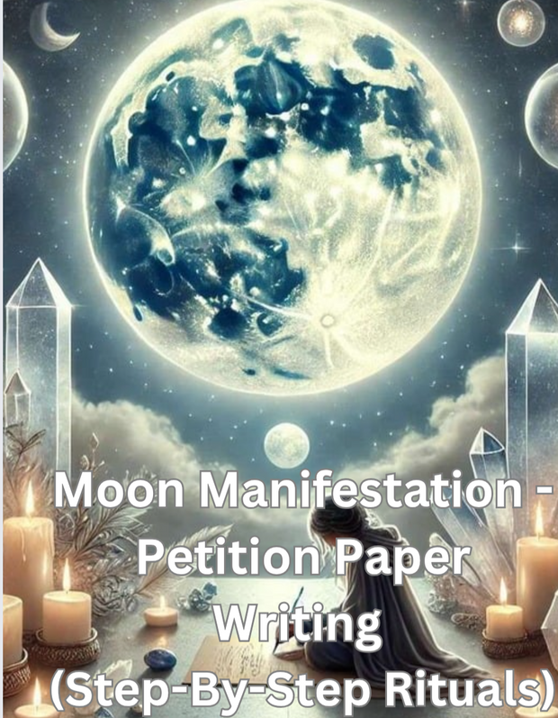 Prisma-Moon Manifestation ebook cover with moon, candles, and ritual setting.