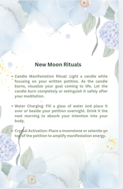 Prisma-Moon Manifestation ebook with new moon rituals and petition paper writing guide.
