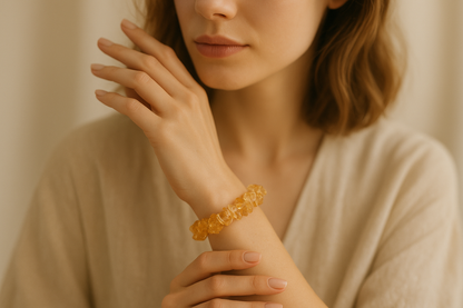 Citrine Chip Bracelet wearing women - aesthetic