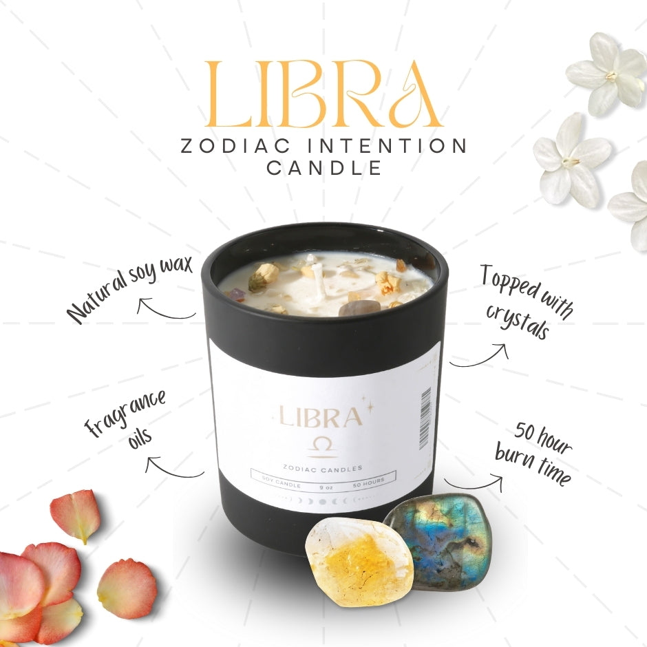 Libra Zodiac Crystal Candle