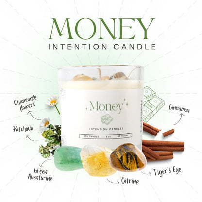Money Crystal Intention Candle