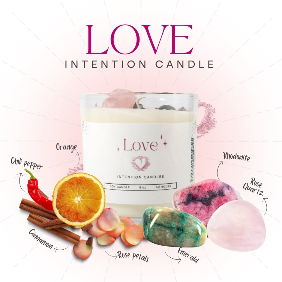 Love Crystal Intention Candle