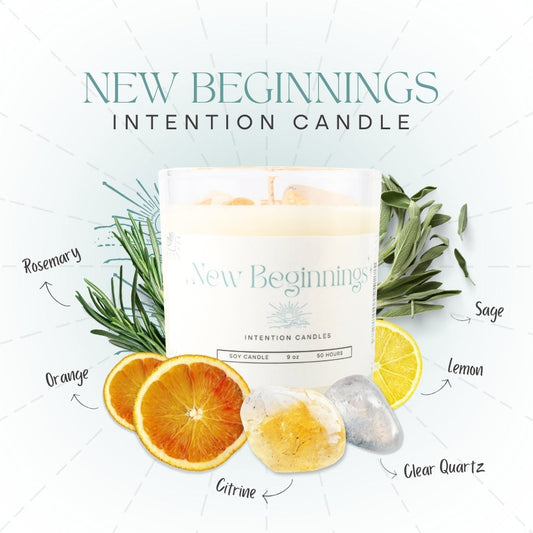 New Beginnings Crystal Intention Candle