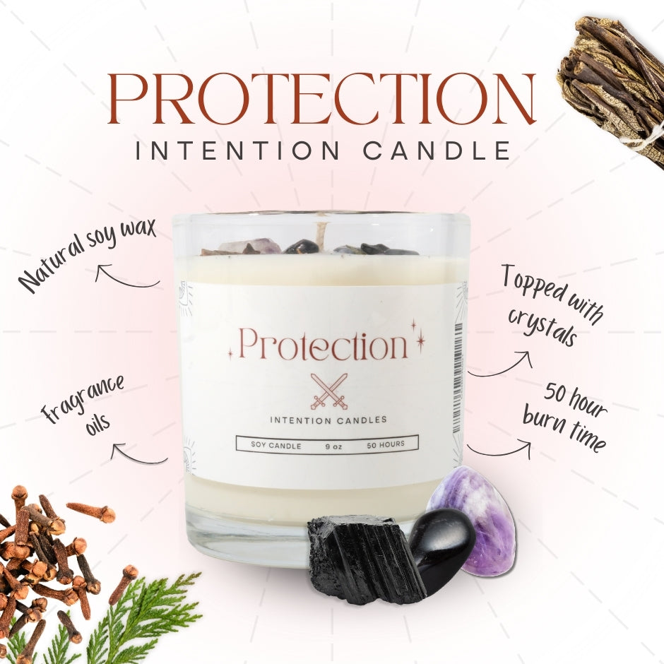 Protection Crystal Intention Candle