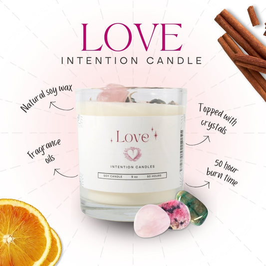 Love Crystal Intention Candle