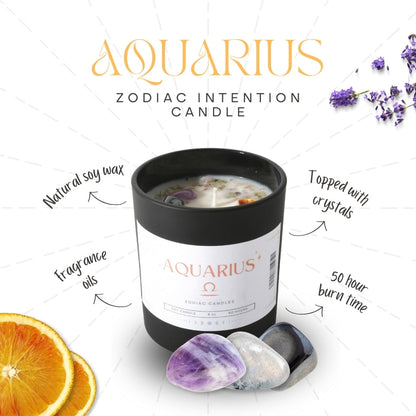 Aquarius Zodiac Crystal Candle