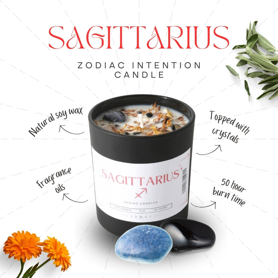 Sagittarius Zodiac Crystal Candle